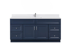 Single Solid Wood Vanity Double Door Multi Drawer