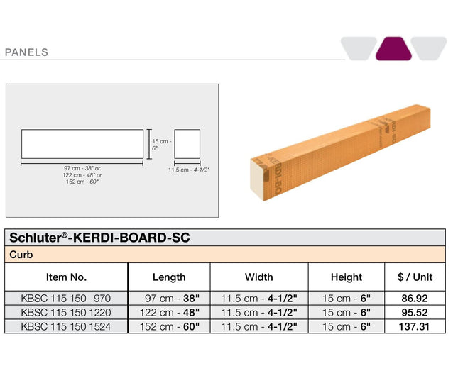 Schluter® KERDI-BOARD-SC Shower Curb