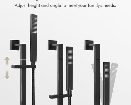 KES Shower Faucets Sets Complete 12-Inch Rain Shower Head with Handheld Spray Shower Slide Bar Including Rough-in Valve and Trim Kit Matte Black,&nbsp;