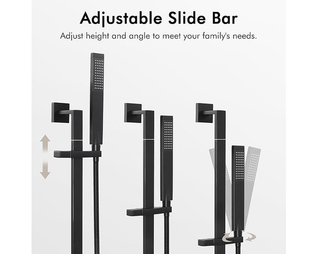KES Shower Faucets Sets Complete 12-Inch Rain Shower Head with Handheld Spray Shower Slide Bar Including Rough-in Valve and Trim Kit Matte Black,&nbsp;
