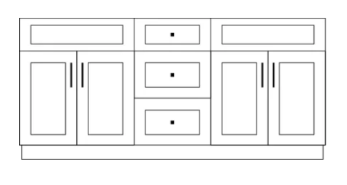 MDF 72" Vanity With Top And Sink ( With Drawers )