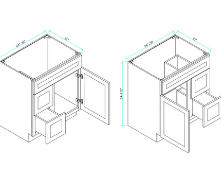 30″ 2 Drawers Vanity (HDF)