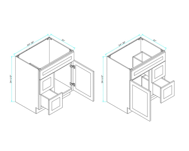 30″ 2 Drawers Vanity (HDF)