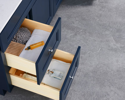 Single Solid Wood Vanity Double Door Multi Drawer