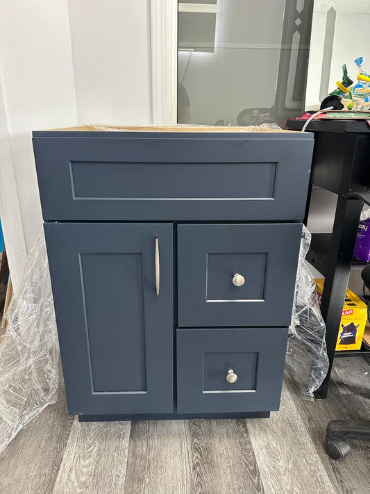 30" BLUE VANITY SOLID WOOD WITH DRAWERS
