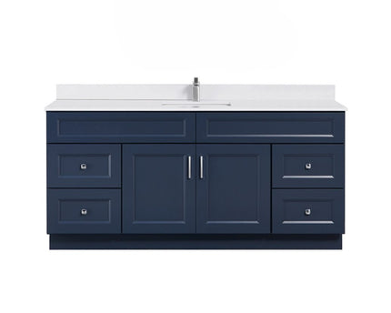Single Solid Wood Vanity Double Door Multi Drawer