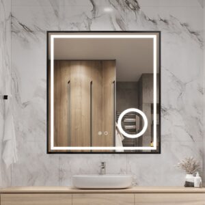 LED Large Bathroom mirror Living room mirror with touch button Dimmable Light, Brust-Proof, Anti-Fog