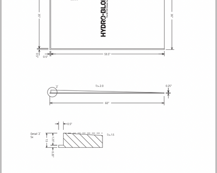 36x60 Single Slope Shower Pan - Hydroblok