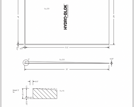 36x60 Single Slope Shower Pan - Hydroblok
