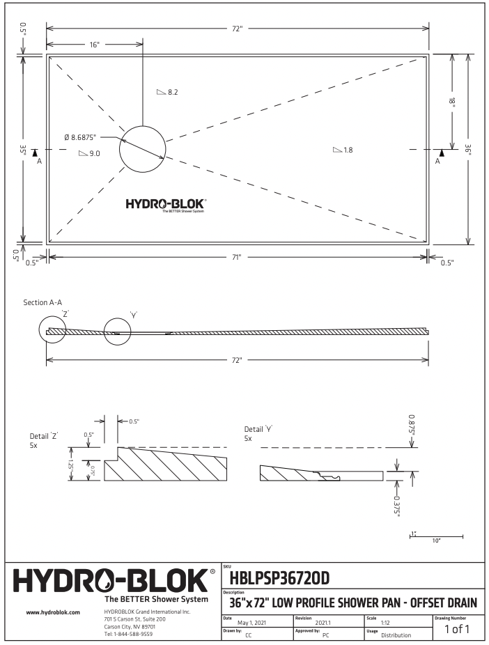 Hydroblok Low Profile Shower Pans Sunsai Tiles