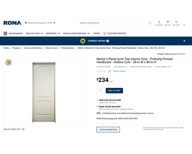 2 Panel Interior Door (U-Channel)