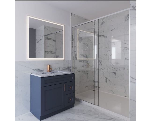 Wood Bathroom Vanity Shaker Design  including Unique Quartz Top & Sink