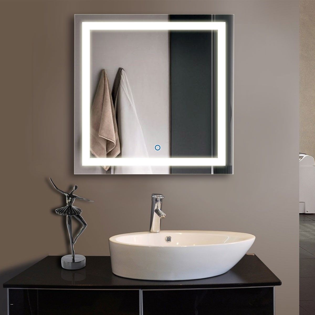 LED Large Bathroom mirror Living room mirror with touch button Dimmable Light, Brust-Proof, Anti-Fog